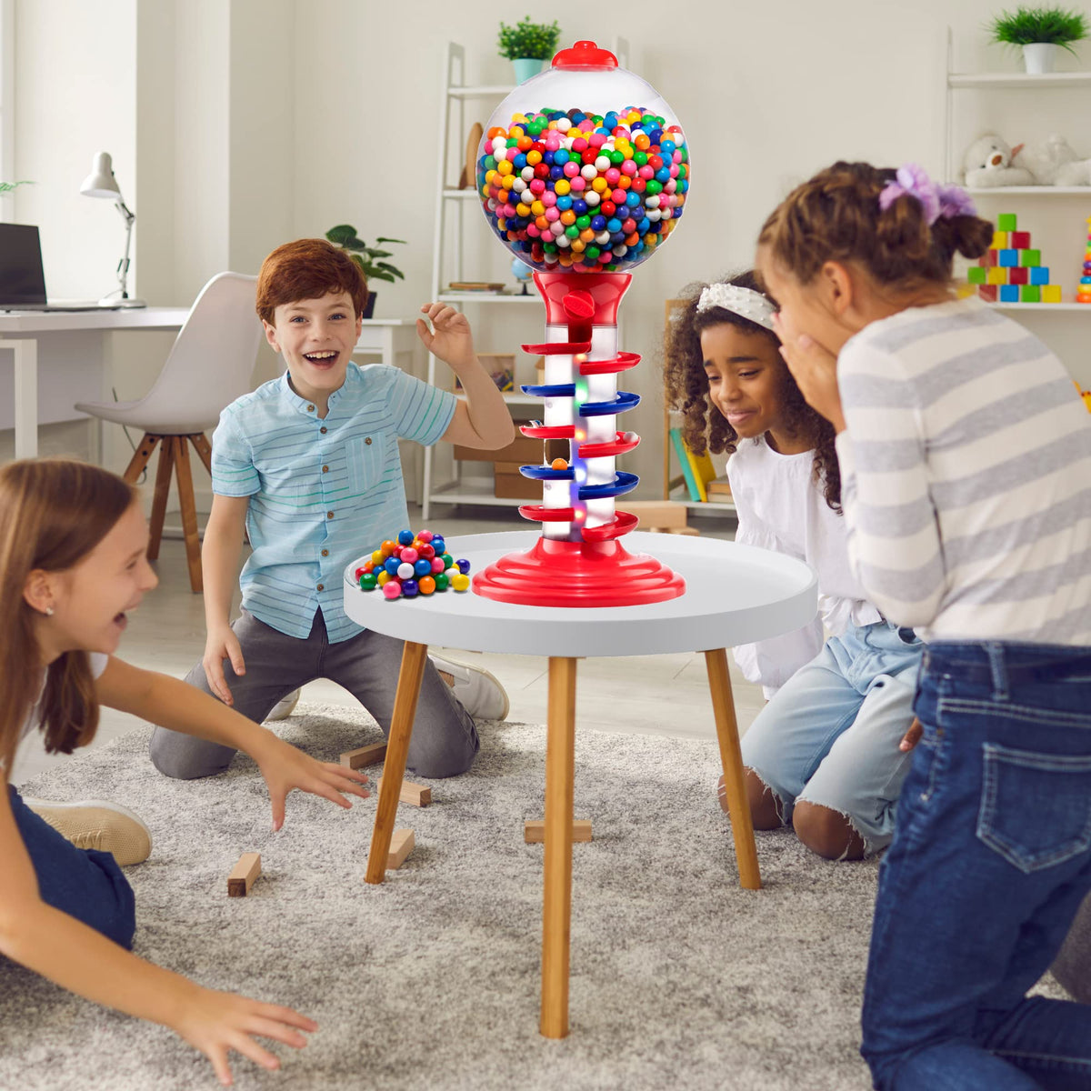 Playo Big Light and Sound Spiral Gumball Bank 21 Inch - 113 Gumballs Included - Kids Candy Dispenser