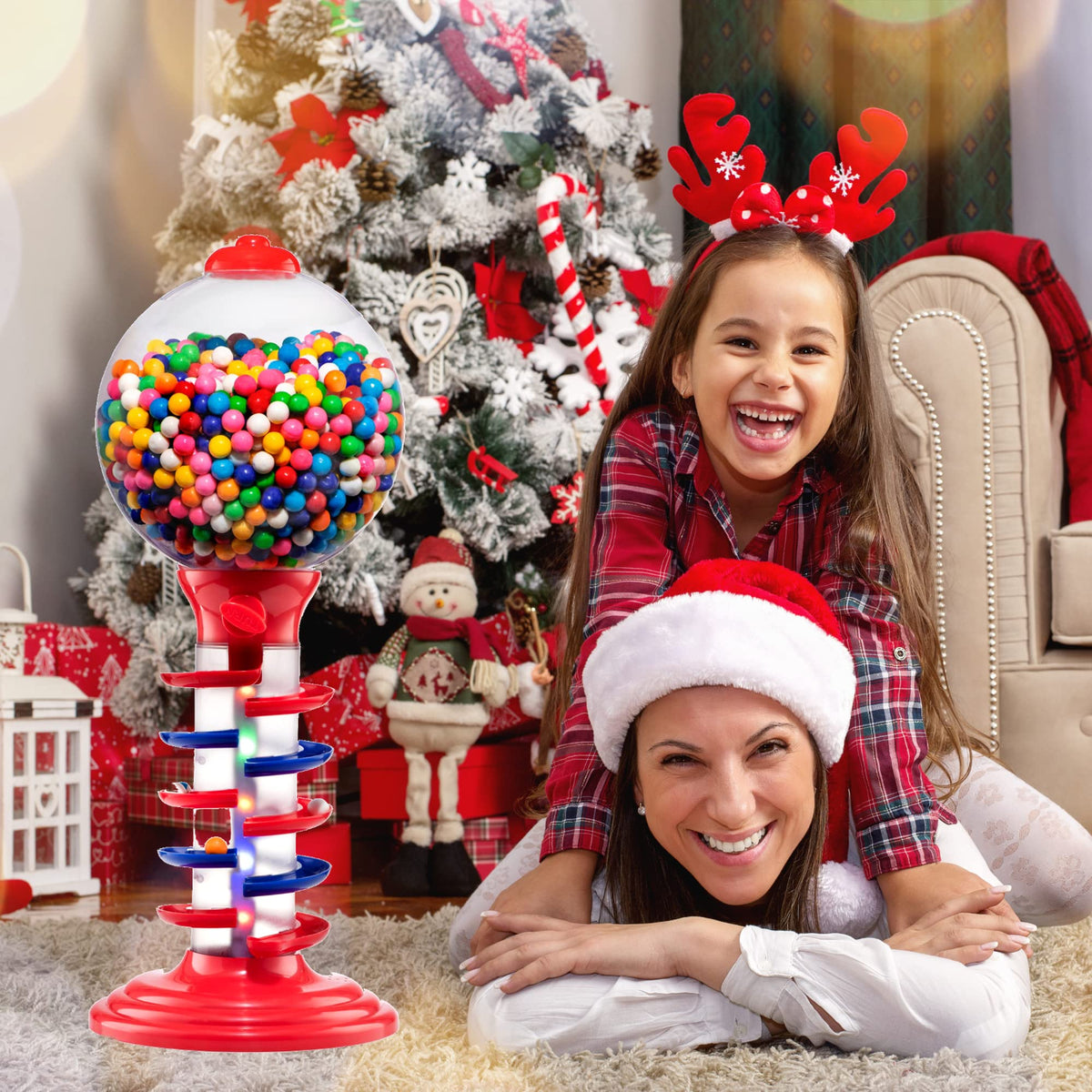 Playo Big Light and Sound Spiral Gumball Bank 21 Inch - 113 Gumballs Included - Kids Candy Dispenser