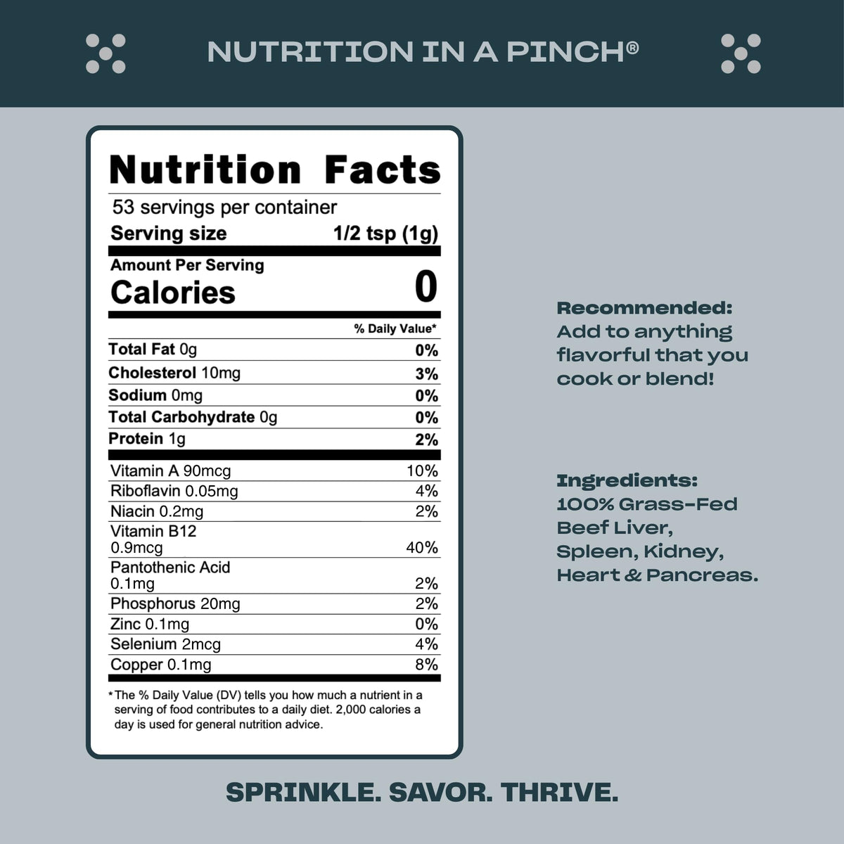 Pluck Pure Beef Organs Powder – 100% Grass-Fed Liver, Kidney, Heart, Spleen & Pancreas | 53 Servings | As Seen on ABC’s Shark Tank