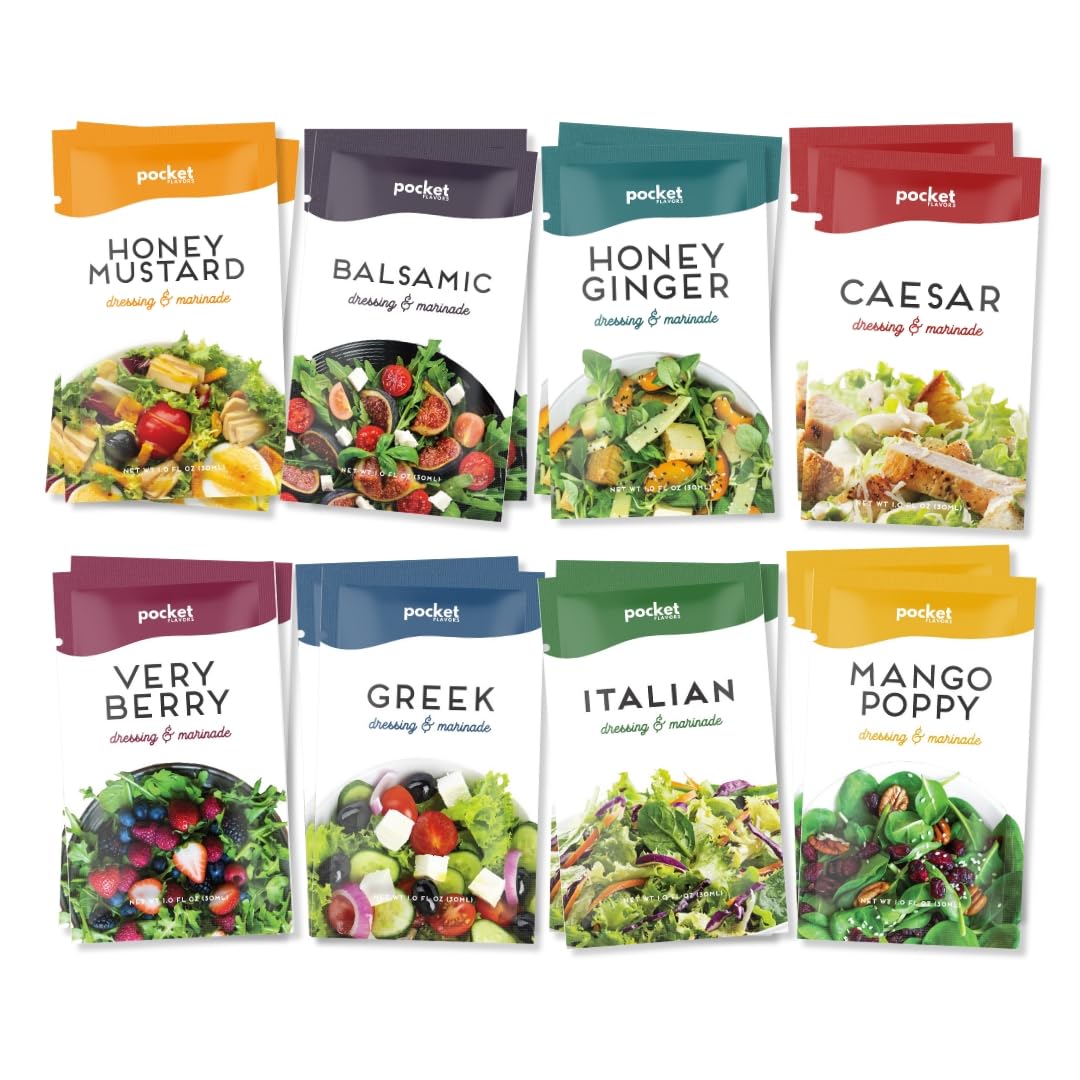 Pocket Flavors Salad Dressing Variety Pack — 32 Ready-to-Serve 1oz Pouches