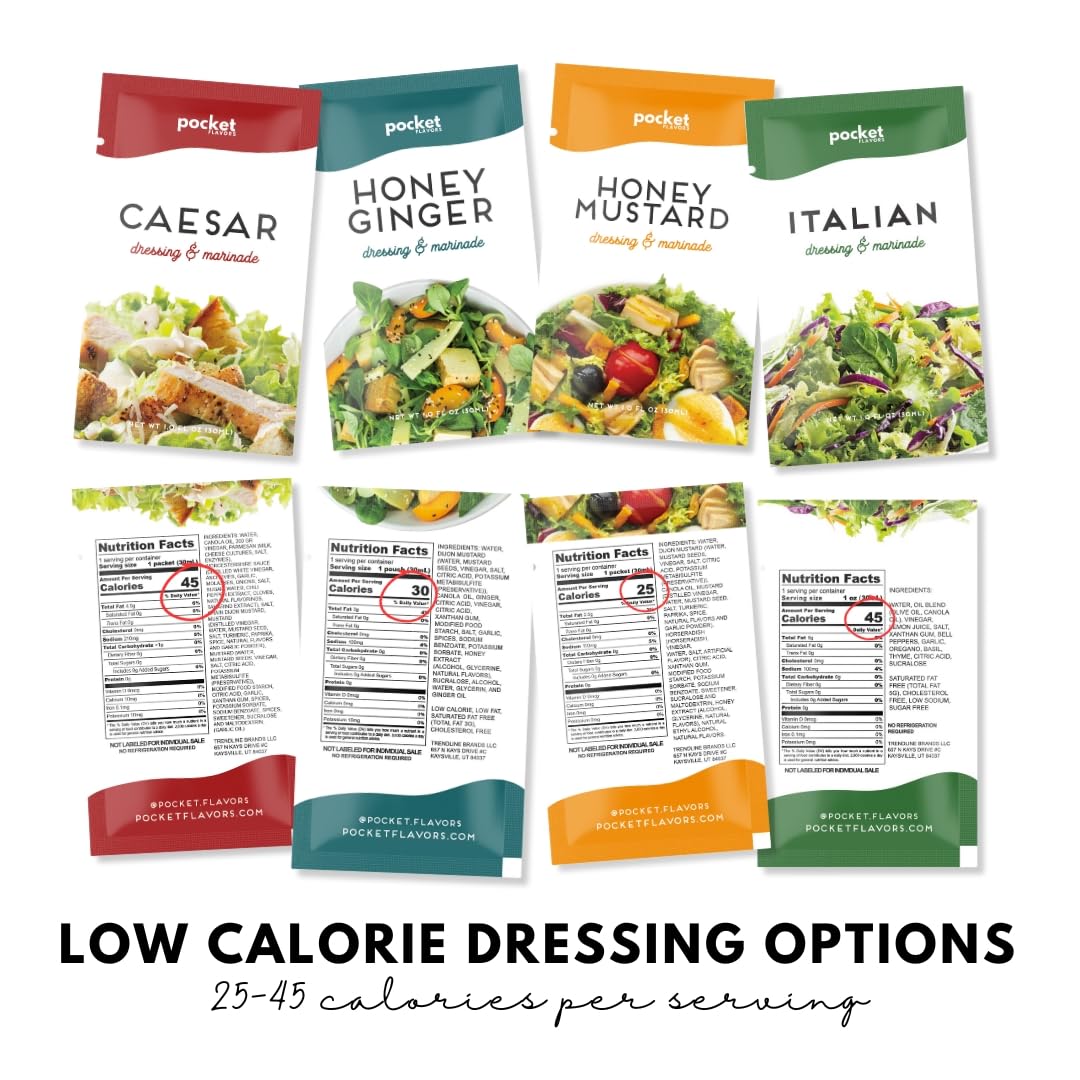 Pocket Flavors Salad Dressing Variety Pack — 32 Ready-to-Serve 1oz Pouches