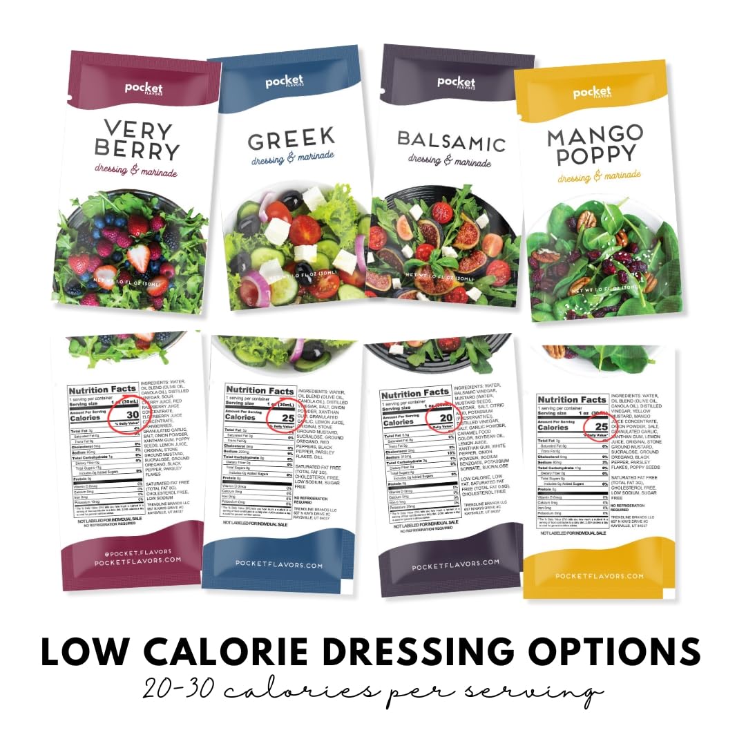 Pocket Flavors Salad Dressing Variety Pack — 32 Ready-to-Serve 1oz Pouches