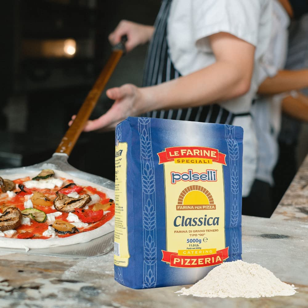 POLSELLI Classica 00 Flour – Extra Fine Italian Flour, 11 lbs (5 kg), All-Natural, Unbleached