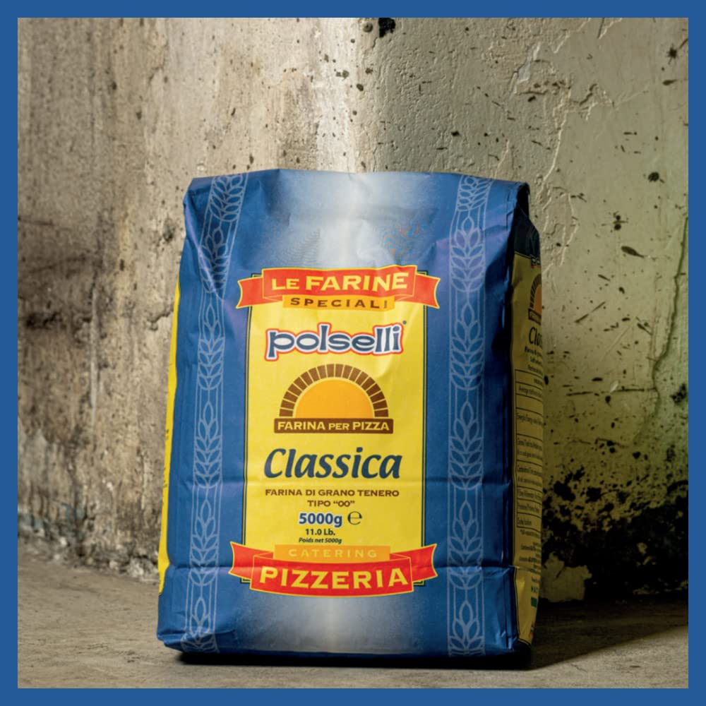 POLSELLI Classica 00 Flour – Extra Fine Italian Flour, 11 lbs (5 kg), All-Natural, Unbleached