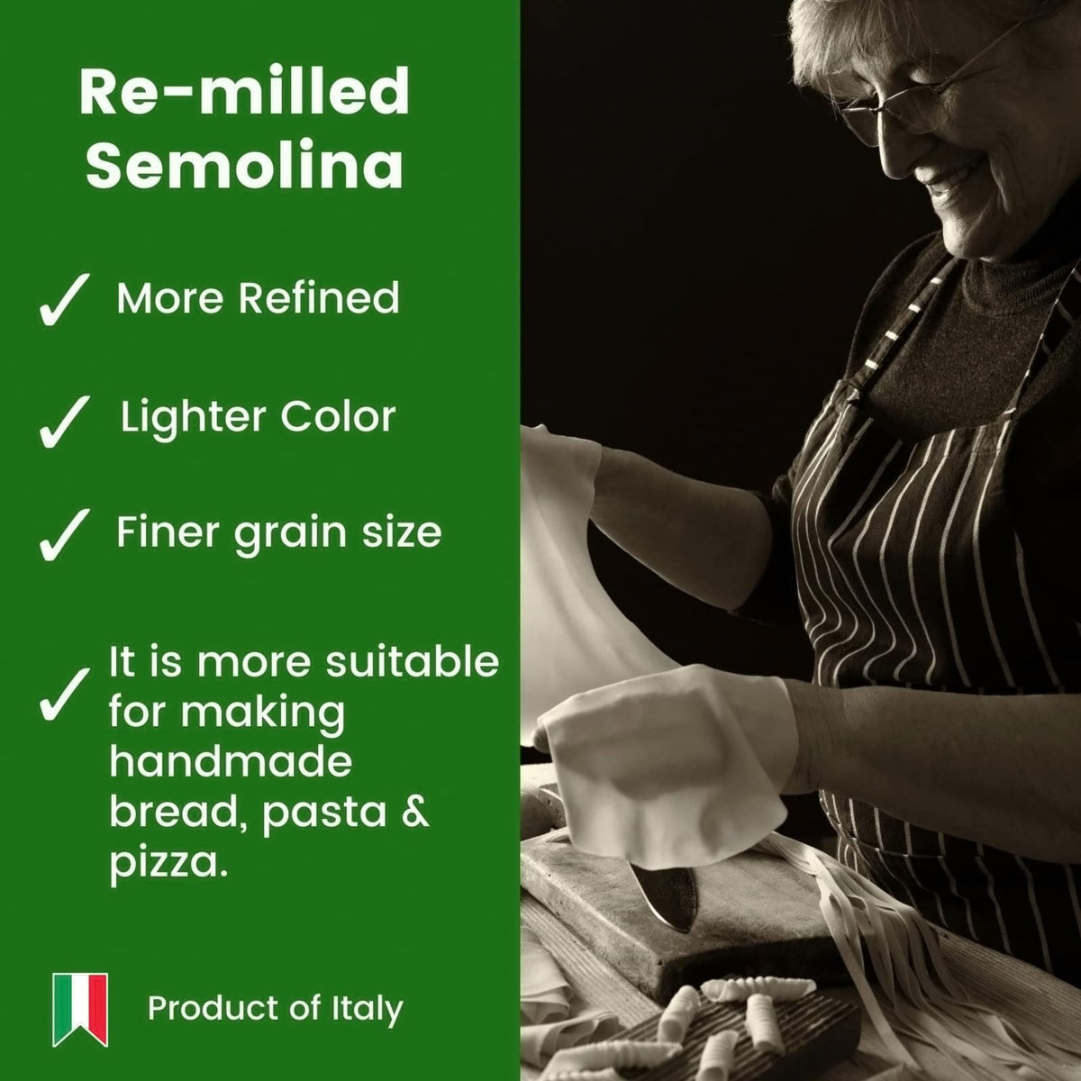 POLSELLI Semola Rimacinata Flour – Fine Ground Durum Wheat for Pasta, Bread & Pizza | Made in Italy