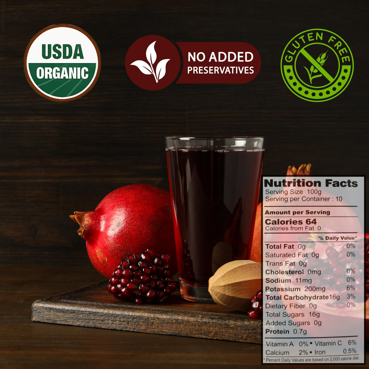 Pomegranaze 100% Organic Pomegranate Juice – No Sugar, Glass Bottle (2 Pack) | Kosher & Gluten Free