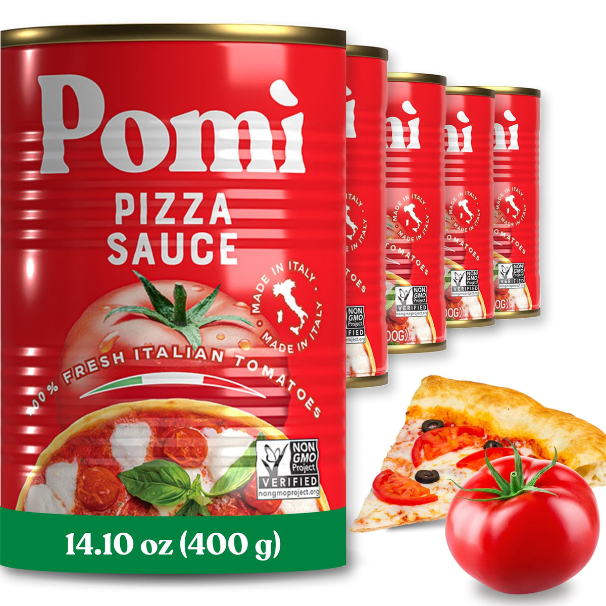Pomì Pizza Sauce 14.1oz (12-Pack) – 100% Fresh Italian Tomatoes, Made in Italy, Non-GMO, Gluten-Free, No Additives, Velvety & Creamy for Pizza