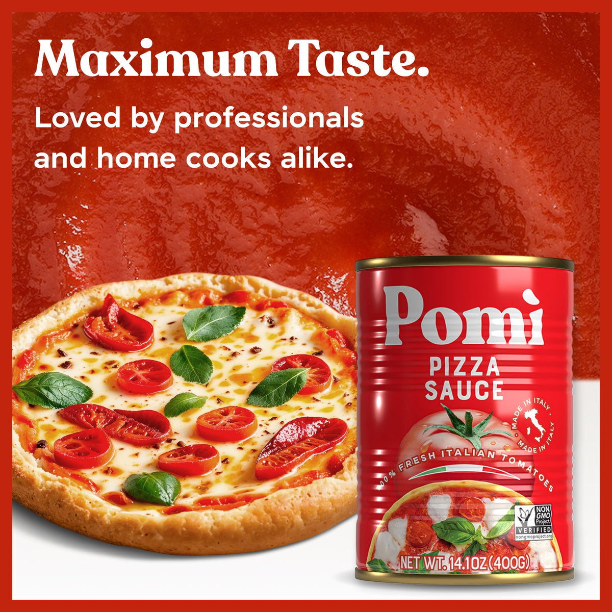 Pomì Pizza Sauce 14.1oz (12-Pack) – 100% Fresh Italian Tomatoes, Made in Italy, Non-GMO, Gluten-Free, No Additives, Velvety & Creamy for Pizza