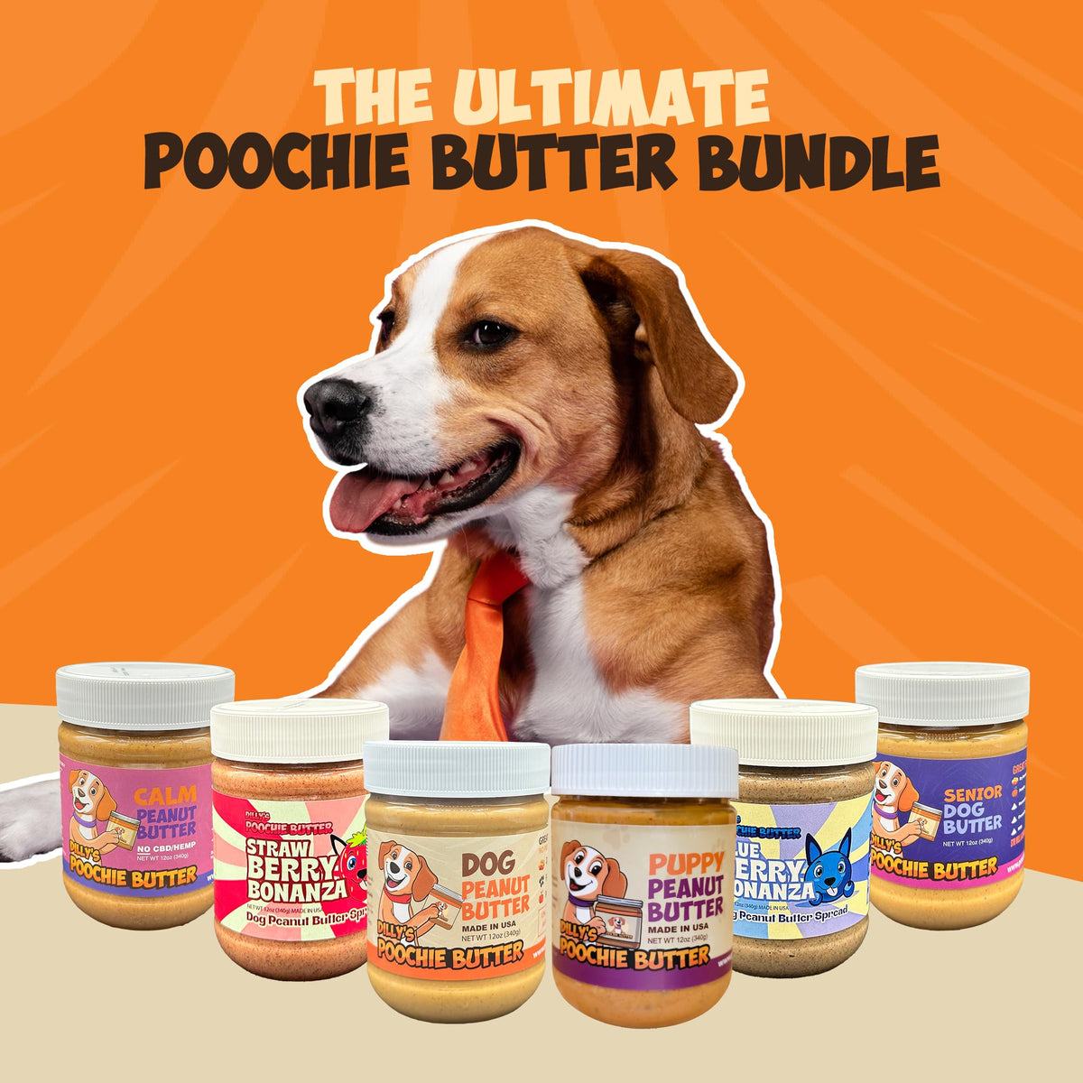Poochie Butter Natural Dog Peanut Butter – USA Made, Creamy Spread for Lick Mats & Toppers, Non-GMO, No Sugar Added, 16 oz Pack of 2
