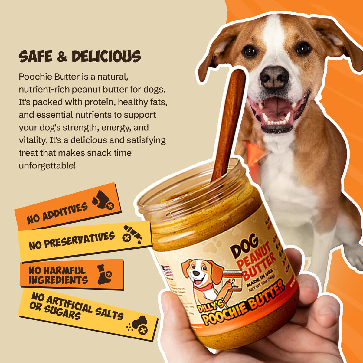 Poochie Butter Natural Dog Peanut Butter – USA Made, Creamy Spread for Lick Mats & Toppers, Non-GMO, No Sugar Added, 16 oz Pack of 2