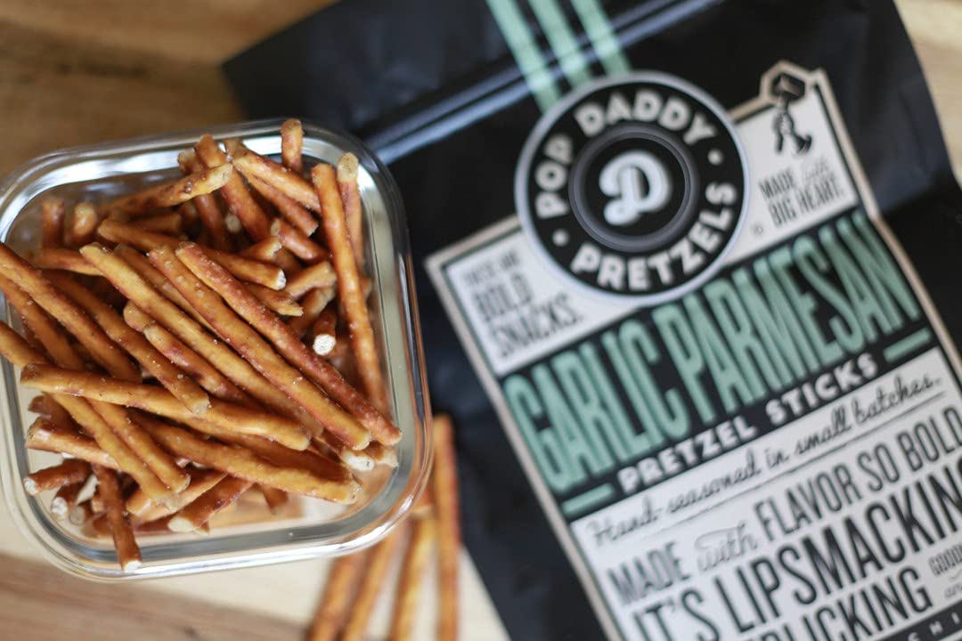 Pop Daddy Garlic Parmesan Pretzels Sticks – 3-Pack Gourmet Snack