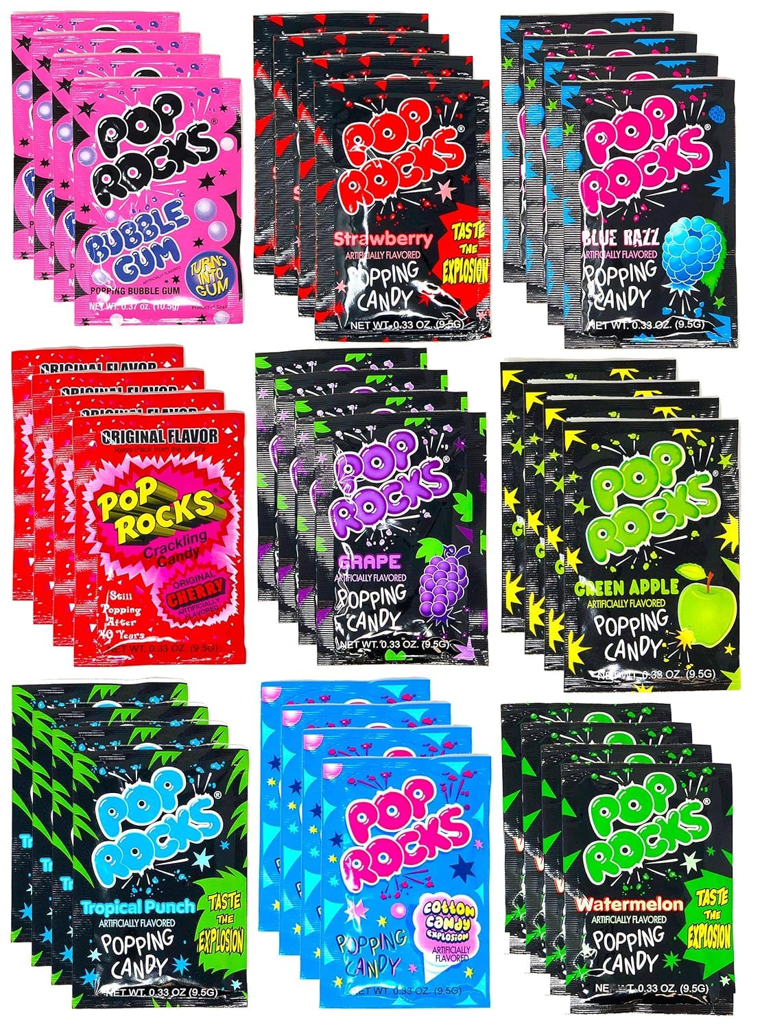 Pop Rocks Candy Variety Pack – 36 Count Bulk Popping Candy, Nine Flavors