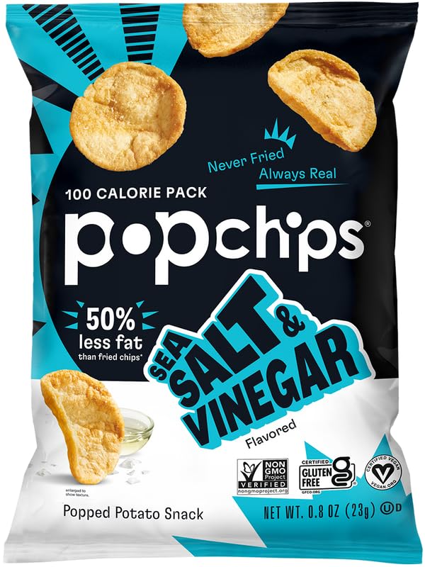 Popchips Variety Pack – 24 Count 0.8 oz Bags (Sea Salt, BBQ, Sour Cream & Onion, Salt & Vinegar)