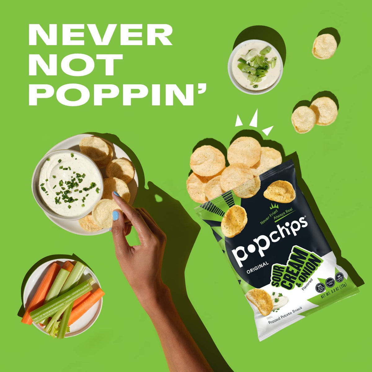 Popchips Variety Pack – Baked Potato Chips 0.8 oz Bags (30 Count): BBQ, Sea Salt & Sour Cream & Onion