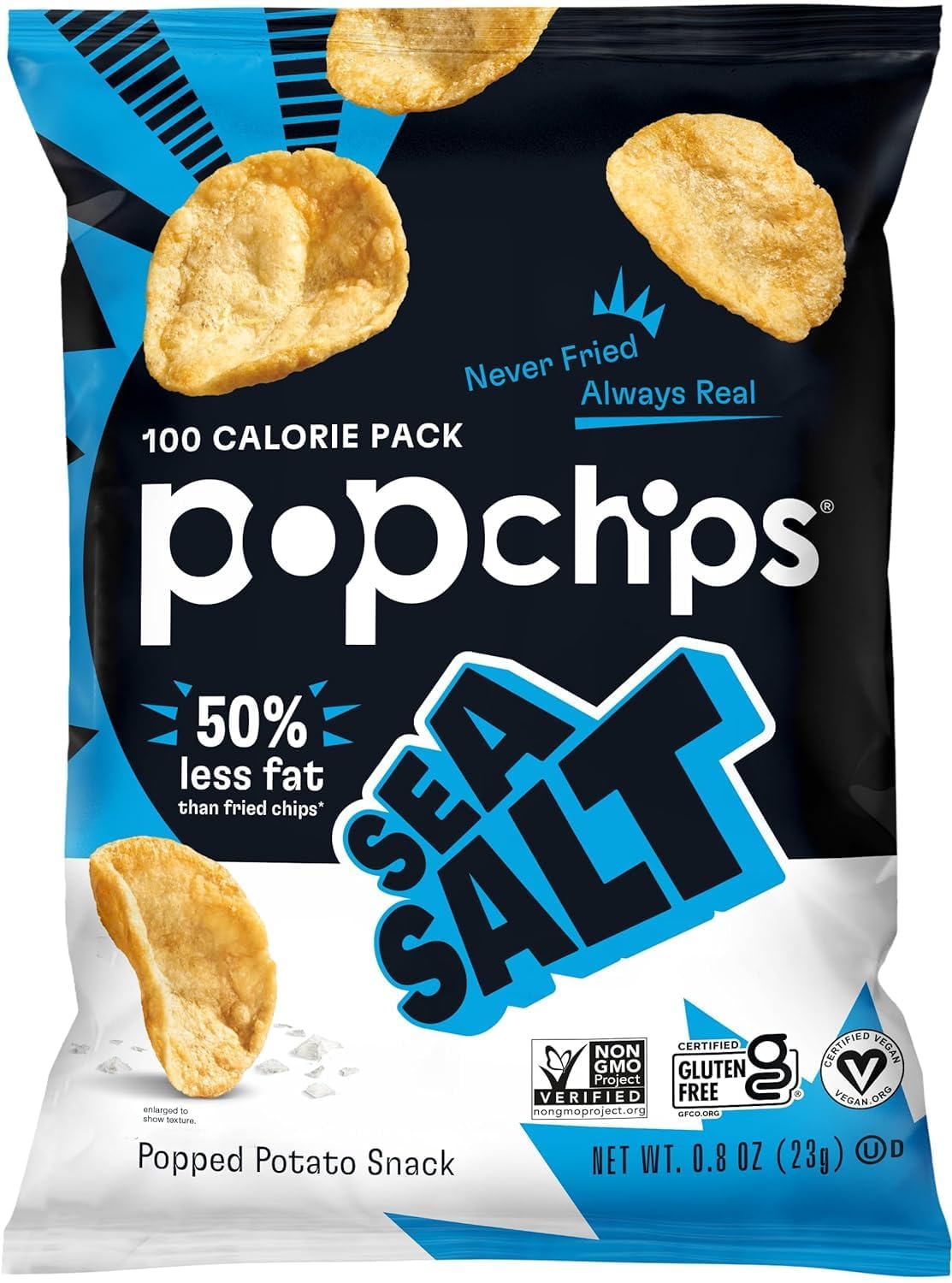 Popchips Variety Pack – Baked Potato Chips 0.8 oz Bags (30 Count): BBQ, Sea Salt & Sour Cream & Onion