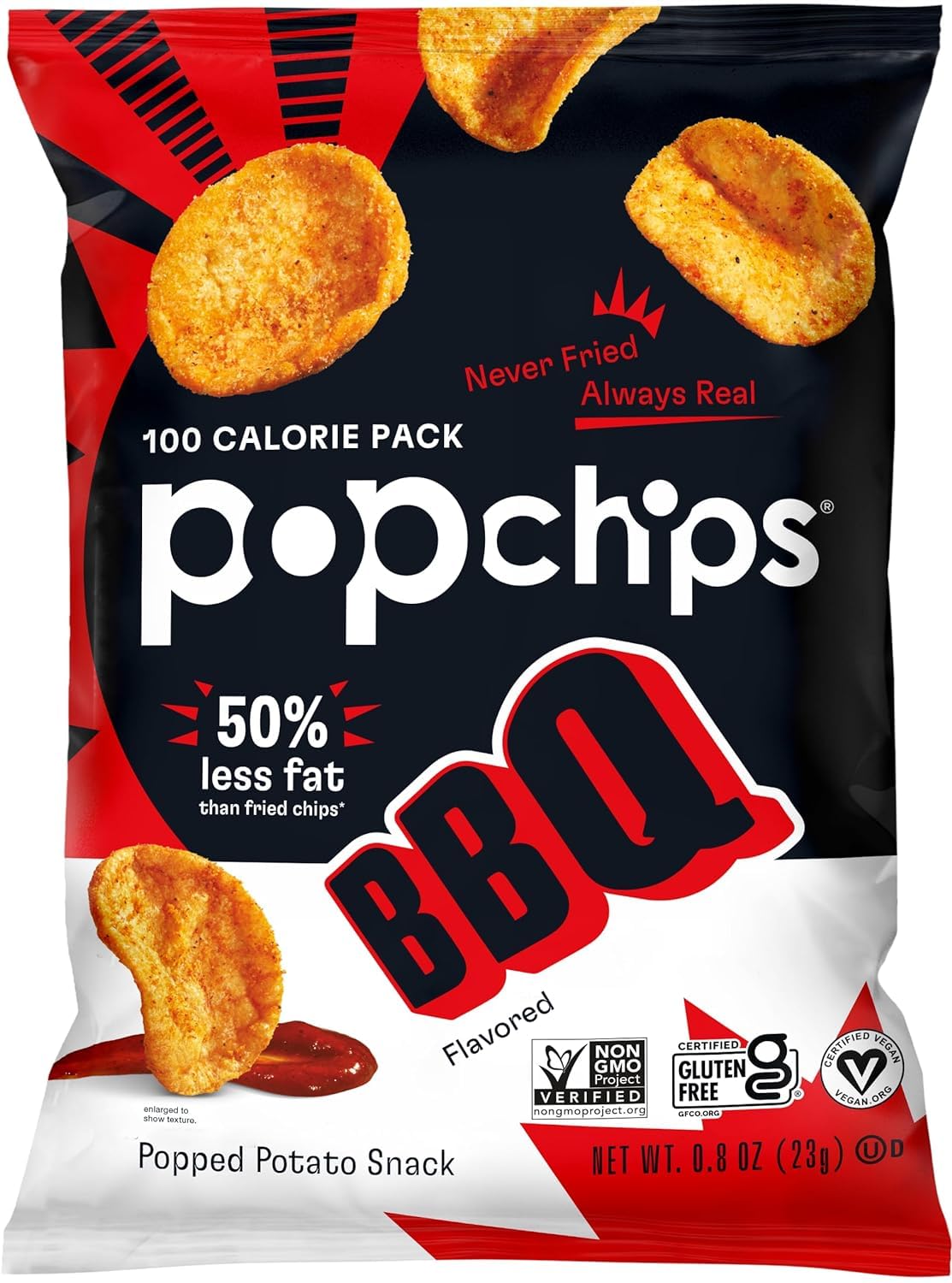 Popchips Variety Pack – 24 Count 0.8 oz Bags (Sea Salt, BBQ, Sour Cream & Onion, Salt & Vinegar)