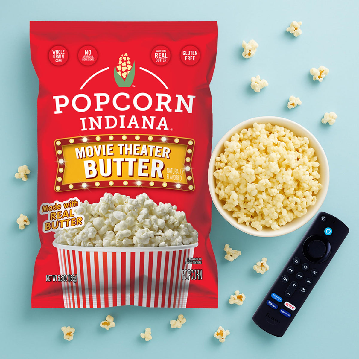 Popcorn Indiana Movie Theater Butter Popcorn – 6 Pack, Real Butter, Gluten Free