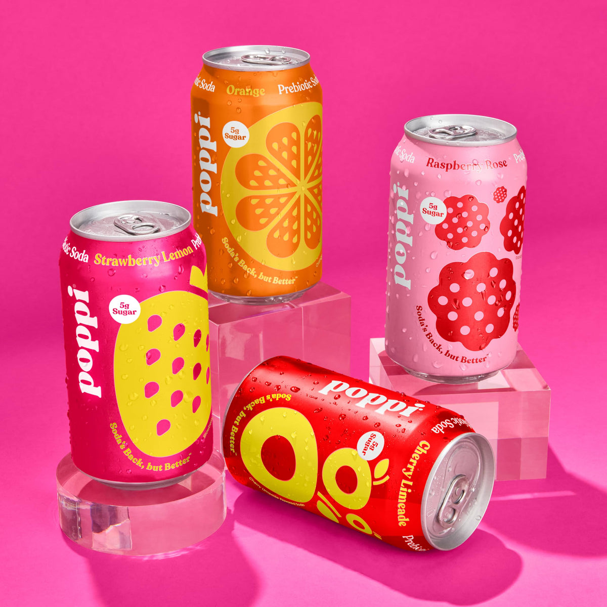 Poppi Sparkling Prebiotic Soda Variety Pack – 12 Pack, 12 oz Cans | Orange, Strawberry Lemon, Cherry Limeade, Raspberry Rose
