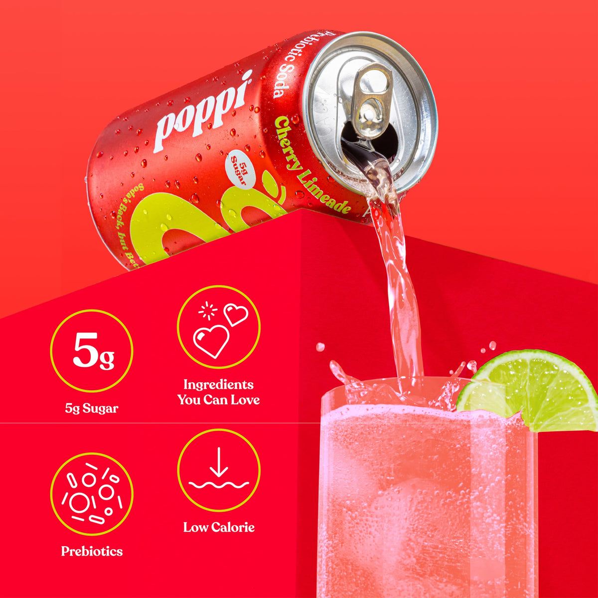 Poppi Sparkling Prebiotic Soda Variety Pack – 12 Pack, 12 oz Cans | Orange, Strawberry Lemon, Cherry Limeade, Raspberry Rose