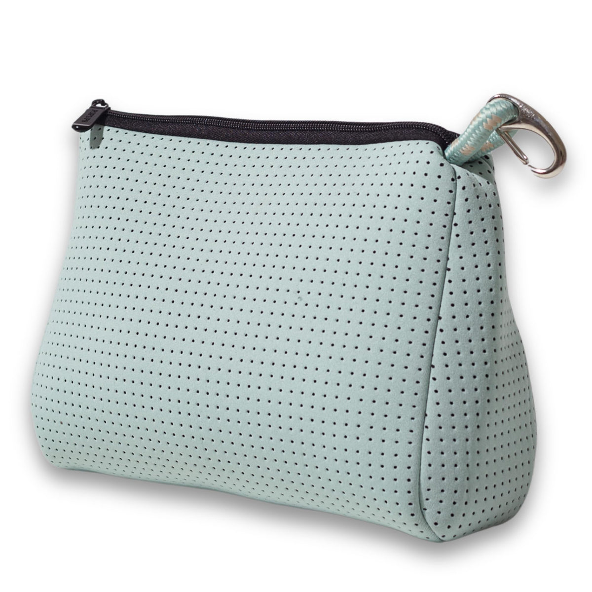 POPUPS Large Makeup Bag with Zipper - Waterproof Neoprene Cosmetic Bag 7.7 x 10.75 x 5 inches - Pouch Minty Green
