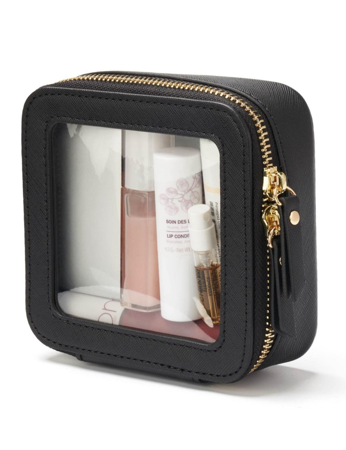 Popvibe Small Clear Makeup Bag for Purse, Travel Cosmetic Case, Black, Mini