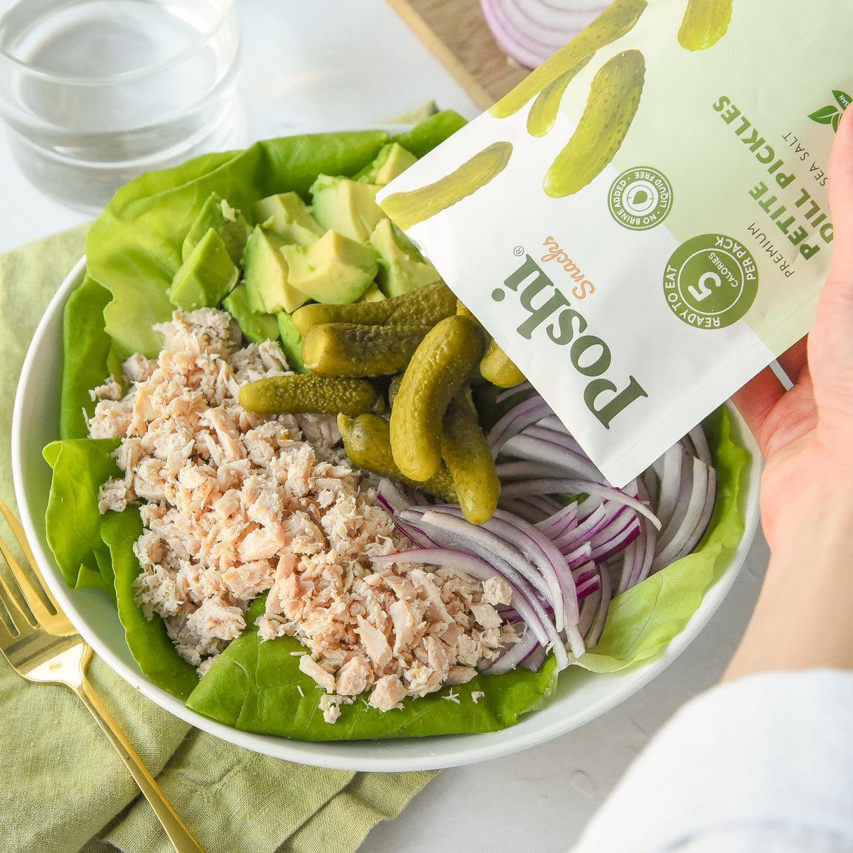 Poshi Petite Dill Pickles with Sea Salt – Ready-To-Eat Mini Dill Pickles, 10 Packs, 2 oz Each | 5 Calories Per Pack