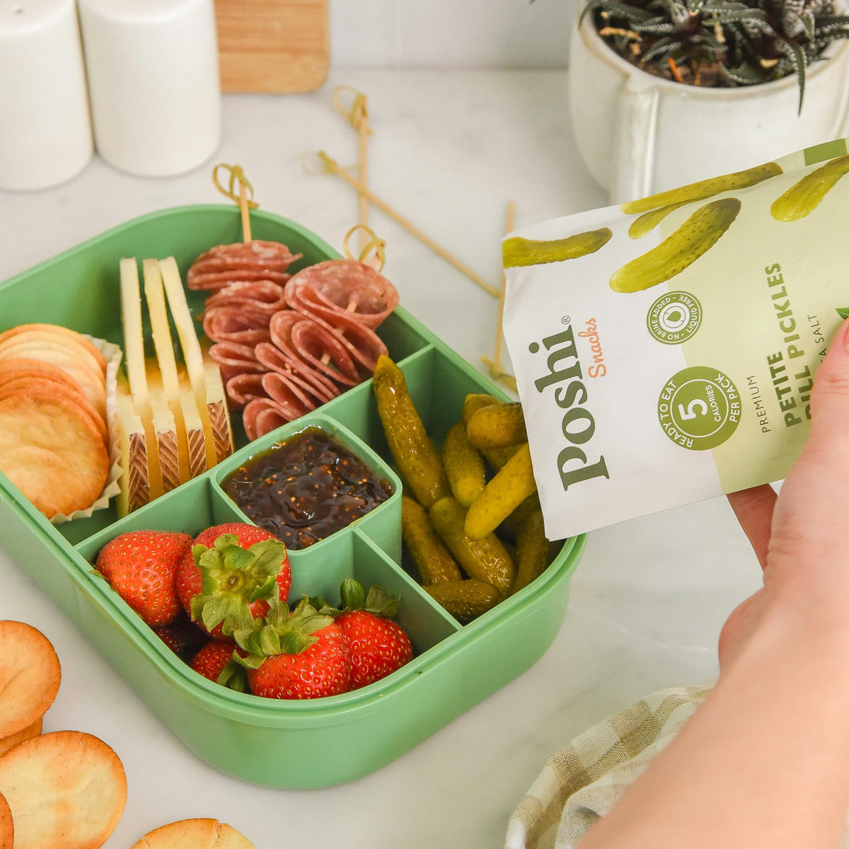 Poshi Petite Dill Pickles with Sea Salt – Ready-To-Eat Mini Dill Pickles, 10 Packs, 2 oz Each | 5 Calories Per Pack