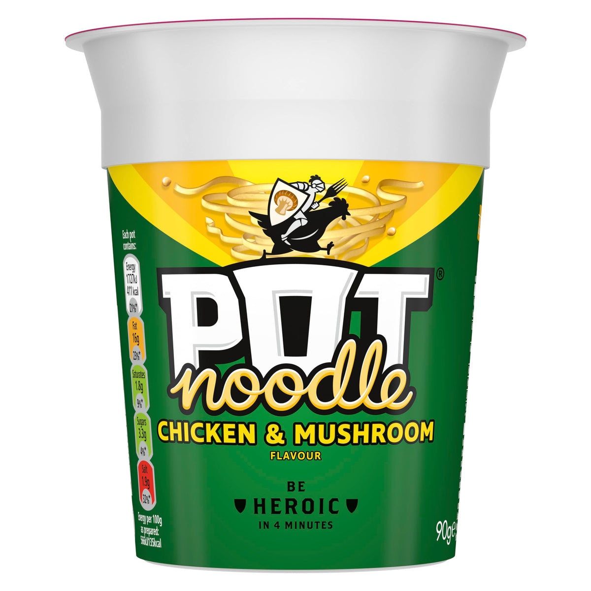 Pot Noodle Chicken and Mushroom 90 g (Pack of 12) – Quick, Flavorful Instant Noodles