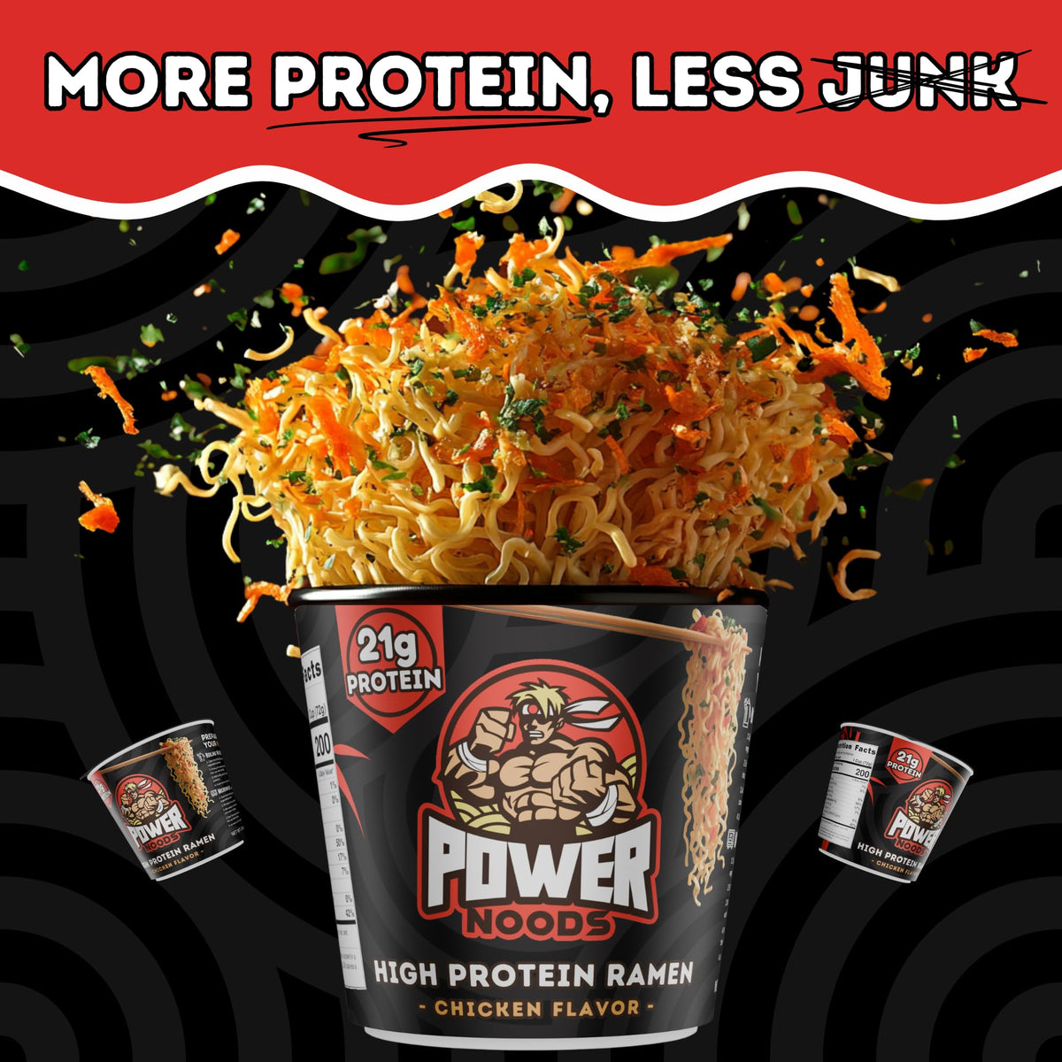 Power Noods High Protein Ramen Noodles - 12 or 6 Pack | Plant-Based Instant Meal