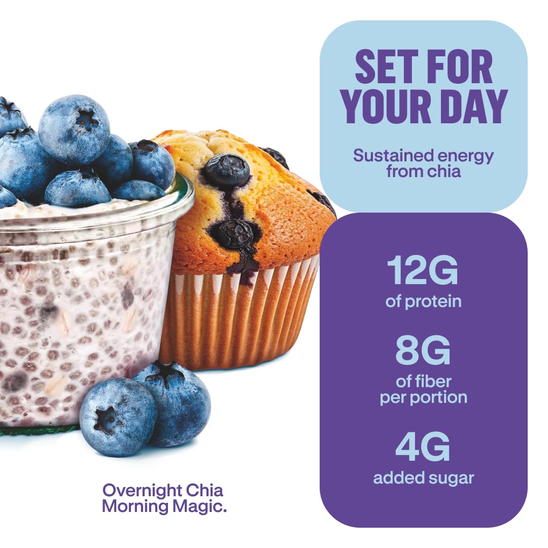 Prana Chialove Overnight Chia with Oats – Blueberry Muffin, 12g Protein, Low Sugar | 2-Pack