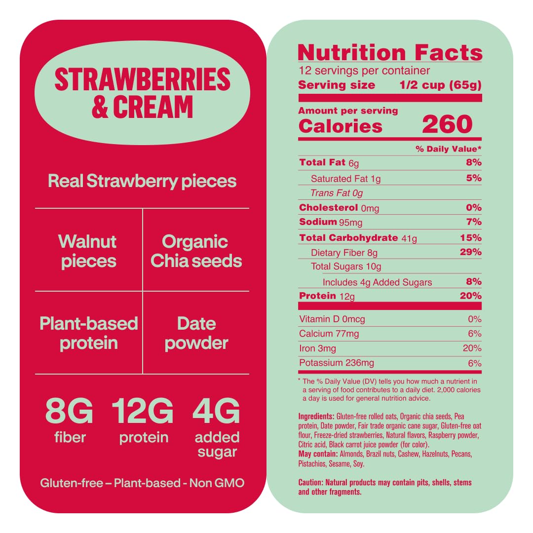 Prana Chialove Overnight Chia with Oats – Strawberry & Cream | 12g Protein