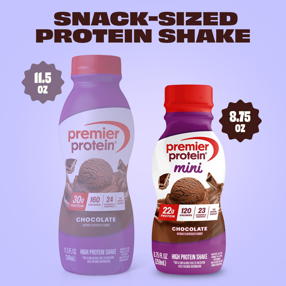 Premier Protein Shake MINIs – Chocolate, 22g Protein, 120 Calories, No Added Sugar, 8.75 fl oz, 12 Pack