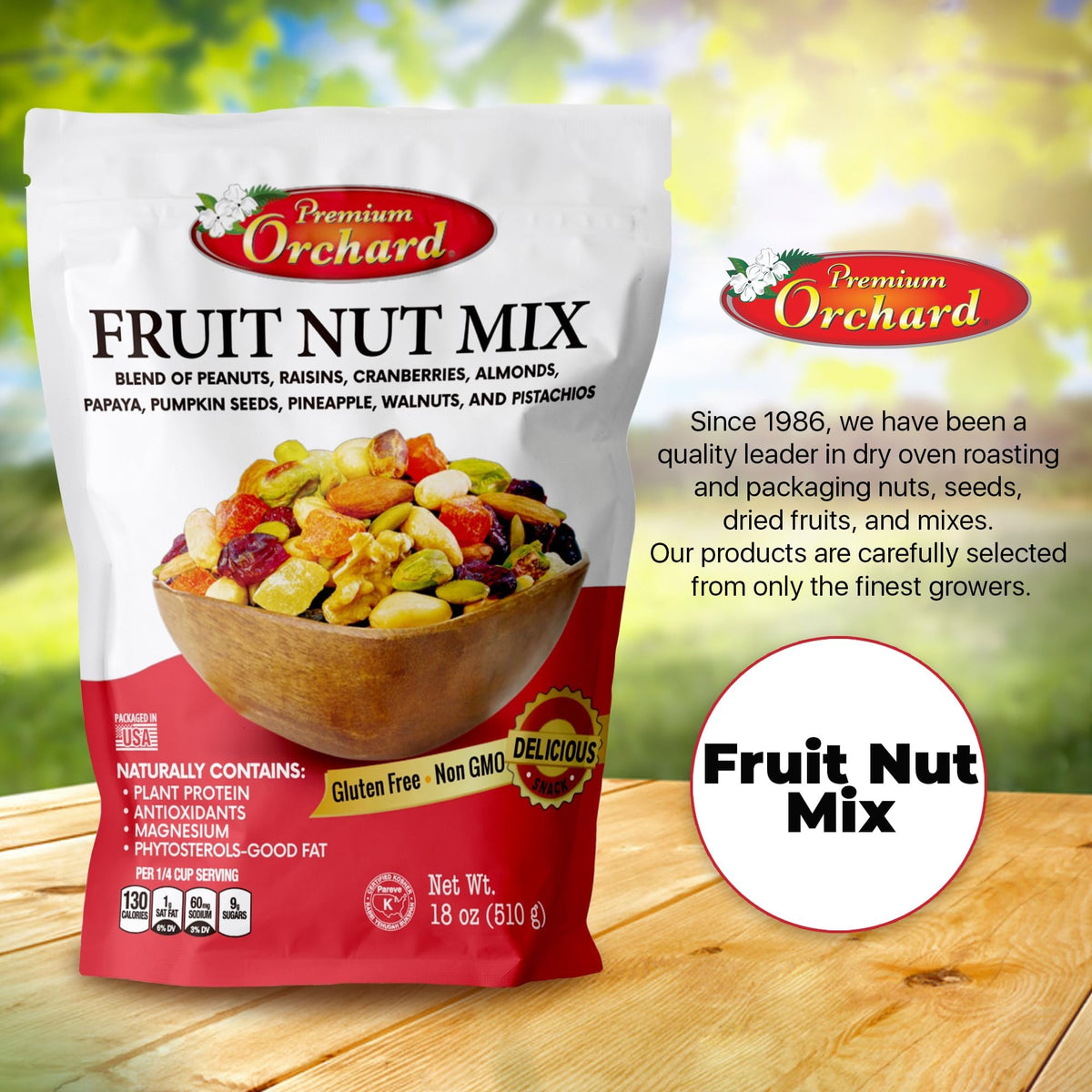 Premium Orchard Fruit Nut Mix Trail Mix – Gourmet Bulk Nuts & Dried Fruit (18oz, 3 Pack)