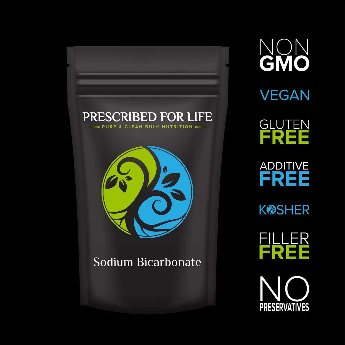 Prescribed For Life Organic Sodium Bicarbonate Powder – USP Grade, Aluminum-Free, 1kg