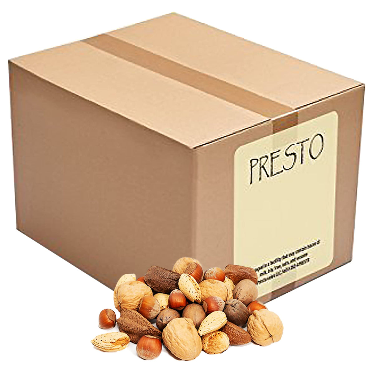 Presto Sales Mixed Nuts in Shell 160 oz | Fresh Raw Unsalted Nut Mix with Brazil Nuts, Hazelnuts, Walnuts, Almonds & Pecans | 10 lb Box
