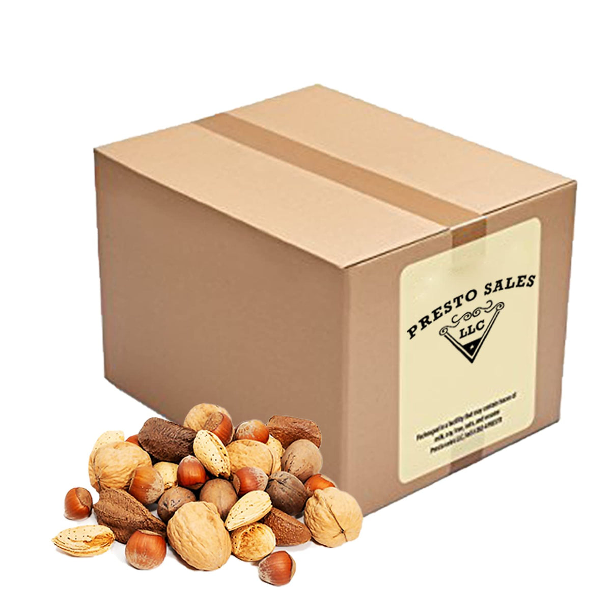 Presto Sales Mixed Nuts in Shell 160 oz | Fresh Raw Unsalted Nut Mix with Brazil Nuts, Hazelnuts, Walnuts, Almonds & Pecans | 10 lb Box