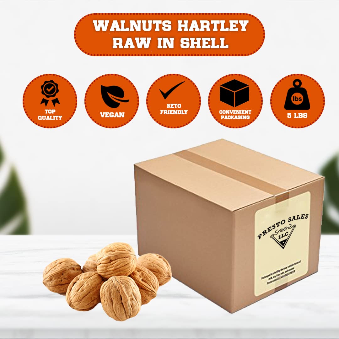 Presto Sales Walnuts in Shell – Hartley Choice, Low-Carb & High-Protein, 5 lb Box