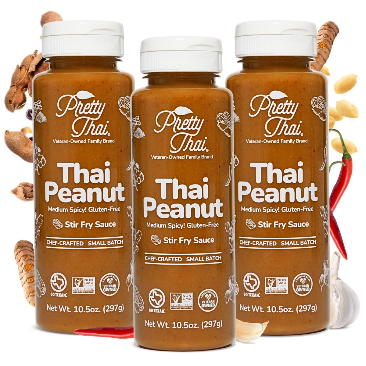 Pretty Thai Peanut Sauce – Gluten Free, Non-GMO, Vegan, Pack of 3 | Stir Fry, Dressing & Dip