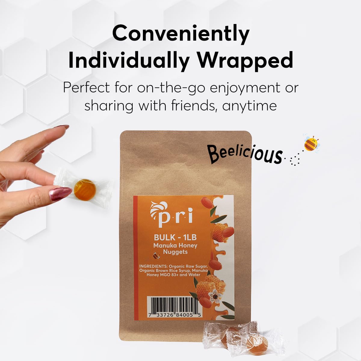 P.R.I Manuka Honey Nuggets – 1 lb Bulk Bag | Gluten Free, No Corn Syrup, NZ Made