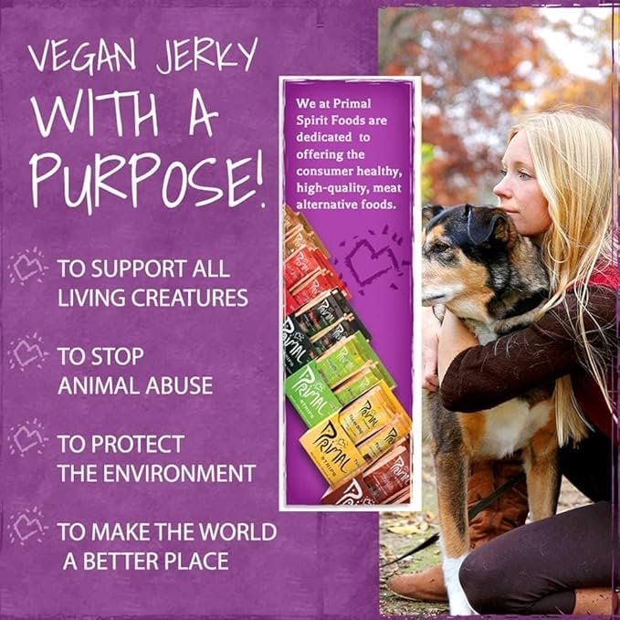 Primal Spirit Vegan Jerky – The Classics 24-Pack (Teriyaki, Hickory Smoked, Texas BBQ, Thai Peanut, Hot & Spicy, Mesquite Lime)