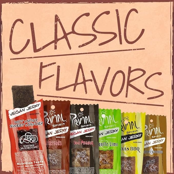 Primal Strips Meatless Vegan Jerky, Thai Peanut – 1 oz (Pack of 24) | Primal Spirit Foods