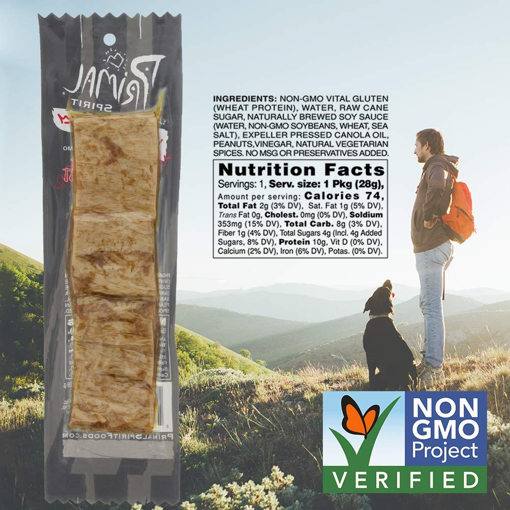 Primal Strips Meatless Vegan Jerky, Thai Peanut – 1 oz (Pack of 24) | Primal Spirit Foods