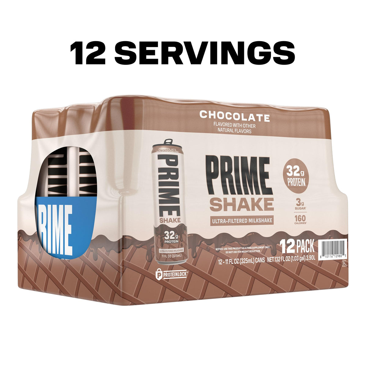 PRIME Shakes Chocolate – 32g Protein, Lactose-Free, Low Sugar, Ready-To-Drink 11oz