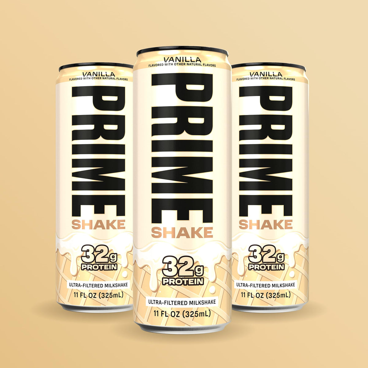PRIME Shakes Vanilla – 32g Protein, Lactose-Free, 160 Cal, 11 oz RTD (12 Pack)