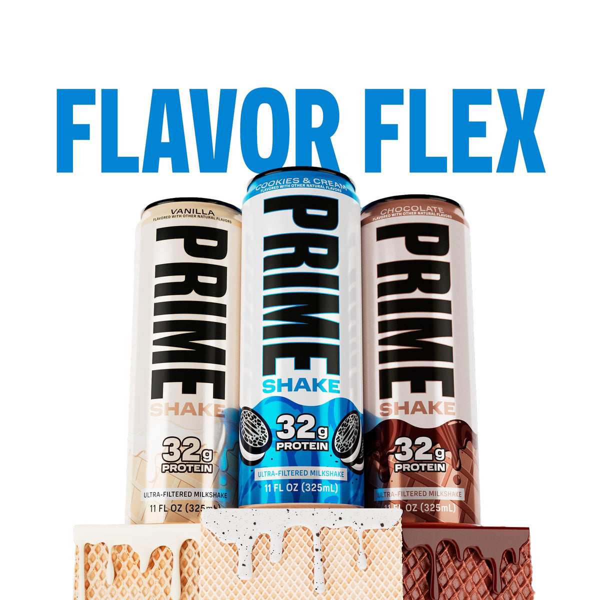 PRIME Shakes Vanilla – 32g Protein, Lactose-Free, 160 Cal, 11 oz RTD (12 Pack)