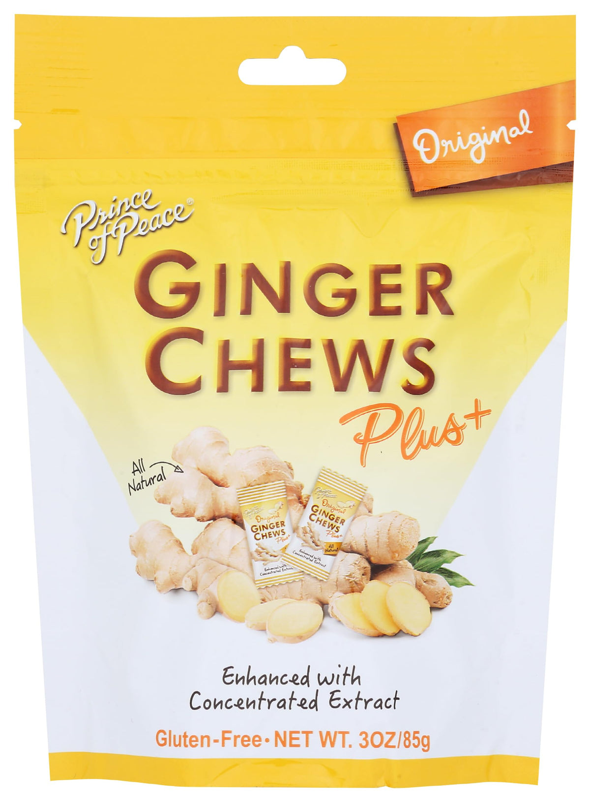 Prince Of Peace Original Flavor Ginger Chew Plus+ – Gluten Free, 3 oz (Pack of 6)