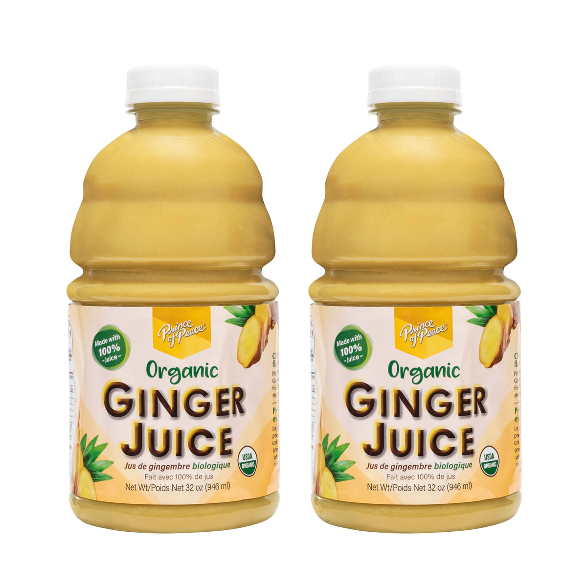 Prince Of Peace 99% Organic Ginger Juice – 32oz Bottles, Pack of 2, Non-Concentrate, Made in USA
