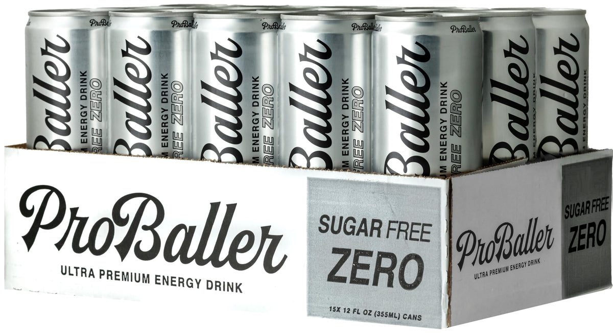 ProBaller Clean Energy Drink – Zero Sugar, NSF Certified for Sport, Natural Caffeine, Citrus, 12 Fl Oz (15 Pack)