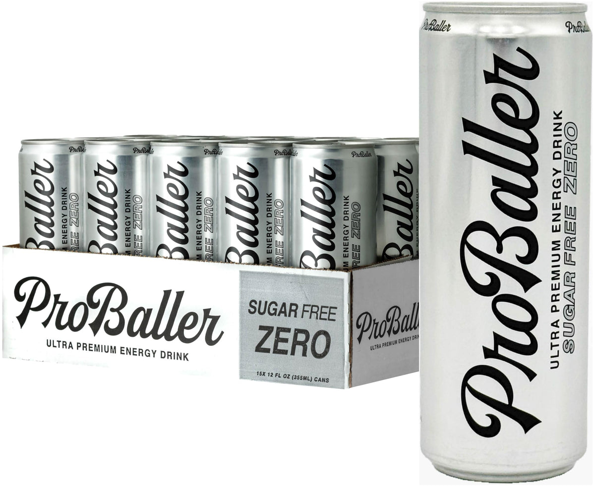 ProBaller Clean Energy Drink – Zero Sugar, NSF Certified for Sport, Natural Caffeine, Citrus, 12 Fl Oz (15 Pack)