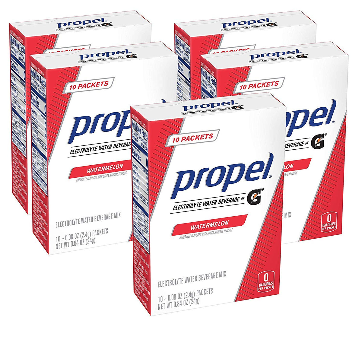 Propel Watermelon Powder Packets with Electrolytes & Vitamins — 50 Count (5 x 10-Pack), No Sugar